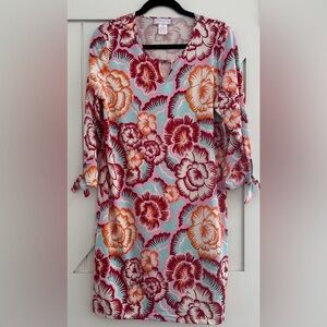 Stella Parker Collection Women's 3/4 Sleeve Beautiful Begonias UPF 50 Dress Sz M